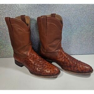 Tecovas Men's 11 D The Earl Pecan Full Quill Ostrich Cowboy Western Boots Round
